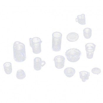 15Pcs Doll House Plastic Kitchen Tableware Cups for Barbi Dolls Accessories Pretend Play Toys Kitchen Toys Collection Decor