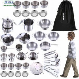 akitoo 3224 new 5 types Children play house kitchen toys girl cooking rice toys stainless steel kitchen utensils education set