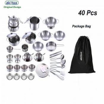 akitoo 3224 new 5 types Children play house kitchen toys girl cooking rice toys stainless steel kitchen utensils education set