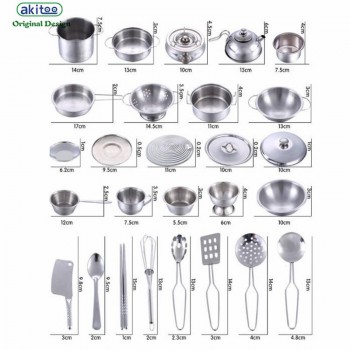 akitoo 3224 new 5 types Children play house kitchen toys girl cooking rice toys stainless steel kitchen utensils education set