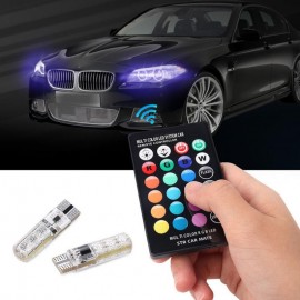 Remote Control  5050 Car LED Bulb 6 SMD Multicolor W5W 501 Side Light Bulbs