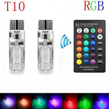 Remote Control  5050 Car LED Bulb 6 SMD Multicolor W5W 501 Side Light Bulbs