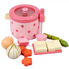 Free Shipping! Baby Toys Super Cute Simulation Vegetable Hot Pot Pink Child Pretend Play Toys Wooden Toys Gift  The Best Quality