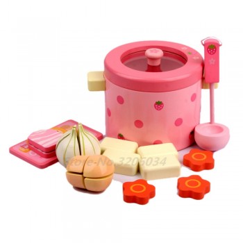 Free Shipping! Baby Toys Super Cute Simulation Vegetable Hot Pot Pink Child Pretend Play Toys Wooden Toys Gift  The Best Quality