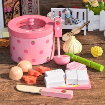 Free Shipping! Baby Toys Super Cute Simulation Vegetable Hot Pot Pink Child Pretend Play Toys Wooden Toys Gift  The Best Quality