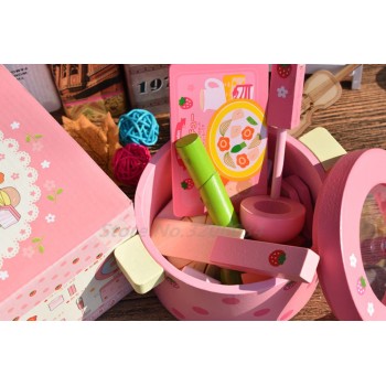 Free Shipping! Baby Toys Super Cute Simulation Vegetable Hot Pot Pink Child Pretend Play Toys Wooden Toys Gift  The Best Quality