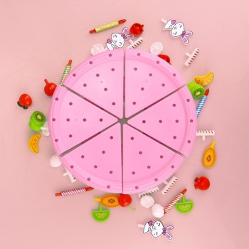 46-67PCS Pretend Play Birthday Cake Cutting Fruit Toy DIY Kitchen Food Cocina De Juguete Play House Gift for Children Kids Girl