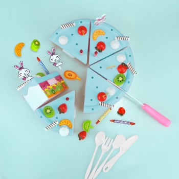 46-67PCS Pretend Play Birthday Cake Cutting Fruit Toy DIY Kitchen Food Cocina De Juguete Play House Gift for Children Kids Girl