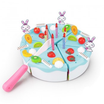 46-67PCS Pretend Play Birthday Cake Cutting Fruit Toy DIY Kitchen Food Cocina De Juguete Play House Gift for Children Kids Girl