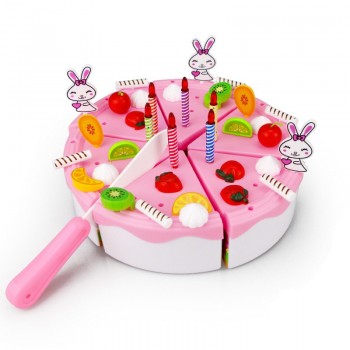 46-67PCS Pretend Play Birthday Cake Cutting Fruit Toy DIY Kitchen Food Cocina De Juguete Play House Gift for Children Kids Girl