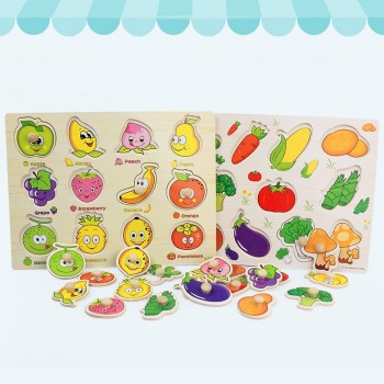 Baby Toys Montessori wooden Puzzle/Hand Grab Board Set Educational Wooden Toy Cartoon Vehicle/ Marine Animal Puzzle Child Gift