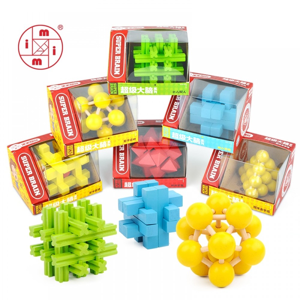 MITOYS Classic IQ Wooden Puzzle Geometric Shape puzzle Brain Teasers mind Games educational Toys for Children Adults
