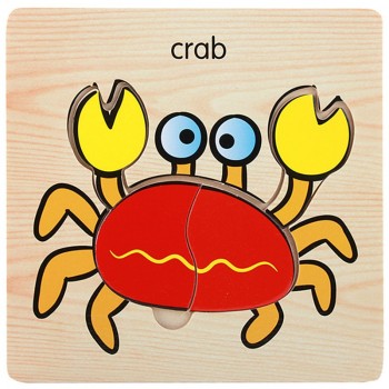 1Pcs Cartoon Wooden Animal and Transportation 3d Puzzle Jigsaw Wooden Toys For Intelligence Kids Baby Early Educational Toy