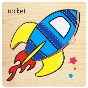 1Pcs Cartoon Wooden Animal and Transportation 3d Puzzle Jigsaw Wooden Toys For Intelligence Kids Baby Early Educational Toy