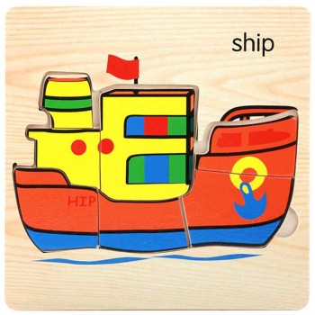 1Pcs Cartoon Wooden Animal and Transportation 3d Puzzle Jigsaw Wooden Toys For Intelligence Kids Baby Early Educational Toy