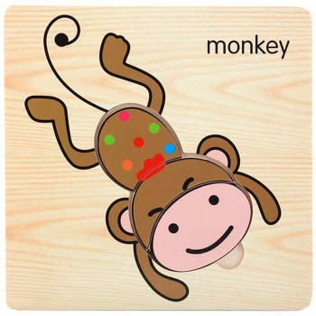 1Pcs Cartoon Wooden Animal and Transportation 3d Puzzle Jigsaw Wooden Toys For Intelligence Kids Baby Early Educational Toy