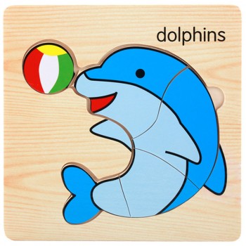 1Pcs Cartoon Wooden Animal and Transportation 3d Puzzle Jigsaw Wooden Toys For Intelligence Kids Baby Early Educational Toy