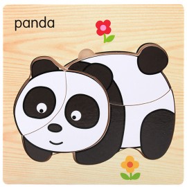 Lovely Wooden Toys Building Blocks For Baby Educational Montessori Jigsaw Puzzel For Children 3 years Animal Baby Training JA25a