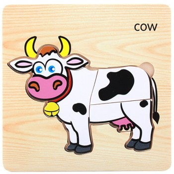 Lovely Wooden Toys Building Blocks For Baby Educational Montessori Jigsaw Puzzel For Children 3 years Animal Baby Training JA25a
