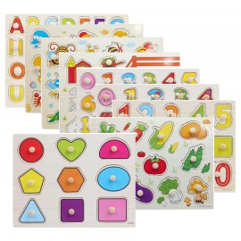 30cm Kid Early educational toys baby hand grasp wooden puzzle toy alphabet and digit learning education child wood jigsaw toy