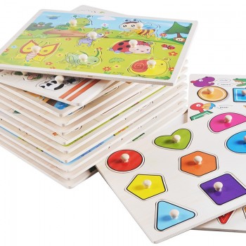 30cm Kid Early educational toys baby hand grasp wooden puzzle toy alphabet and digit learning education child wood jigsaw toy