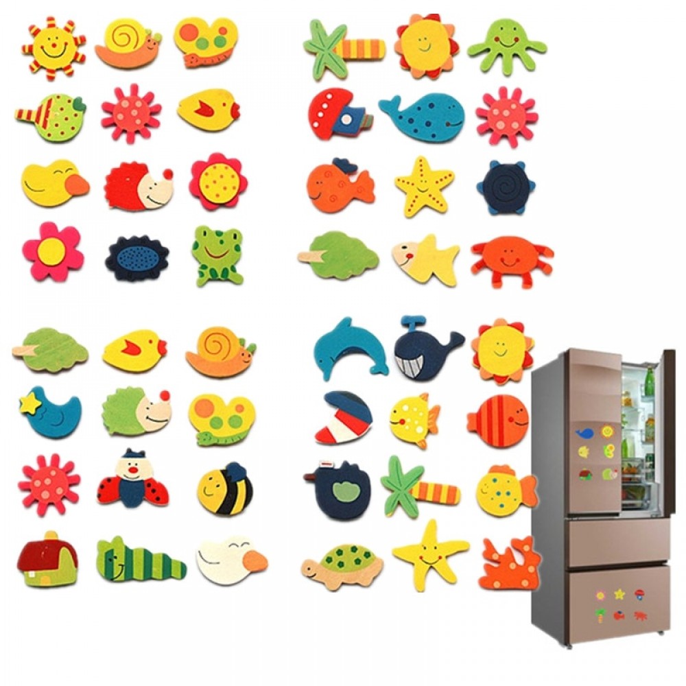 12pcs/lot  Wooden Refrigerator Magnet Fridge Stickers Animal Cartoon Colorful Kids Toys for Children Baby Educational 40% OFF