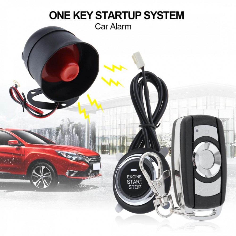 Universal Car Alarm Security System Remote Push Button Start Stop Engine System with Auto Central Lock and Keyless Entry 5A