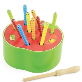3D Puzzle Catch Worm Game Baby Wooden Toys Early Kids Educational Toy for Children Color Interactive Strawberry Grasping Ability