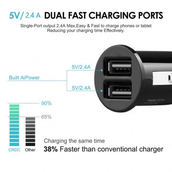Car Truck Dual 2 Port USB Mini Charger Adapter for iPhone 7 Plus 6 5S 4s Huawei P10 Samsung Galaxy S8 S7 celular Black 12V Power