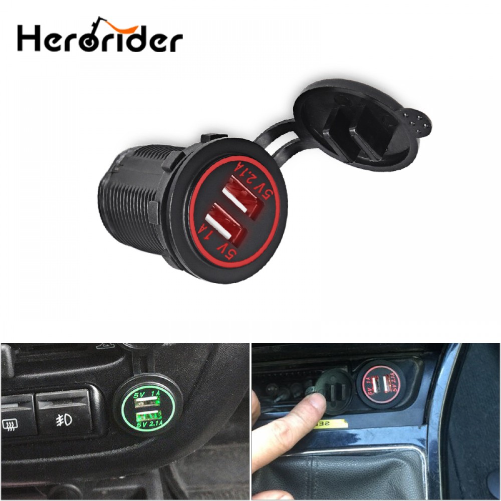 LED Digital Display Charging Socket Car Power Charger Cigarette Lighter Socket Splitter 2.1A/1A Dual USB Outlet 12V-24V