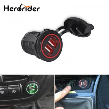 LED Digital Display Charging Socket Car Power Charger Cigarette Lighter Socket Splitter 2.1A/1A Dual USB Outlet 12V-24V