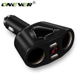 Electronic Cigarette Lighter Socket Splitter 3.1A Dual USB Car Charger for Phone with Current Volmeter for iphone ipad samsung