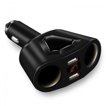 Electronic Cigarette Lighter Socket Splitter 3.1A Dual USB Car Charger for Phone with Current Volmeter for iphone ipad samsung