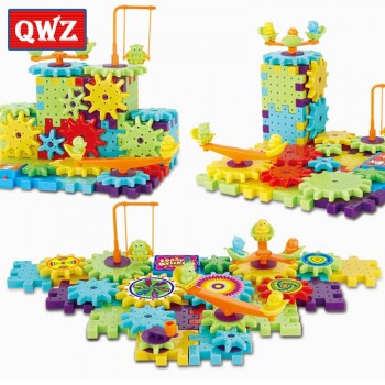 QWZ 81 Pieces Electric Gears 3D Puzzle Building Kits Plastic Bricks Educational Toys For Kids Toys For Children Christmas Gift