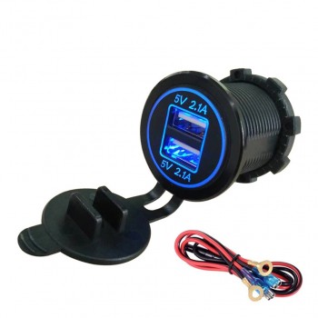 Universal Cigarette Lighter Car Charger USB Vehicle DC12V-32V Waterproof Dual USB Charger 2 Ports Power Socket 5V 2.1A/2.1A