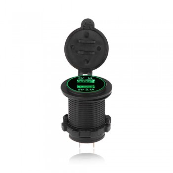 Onever Universal Cigarette Lighter Car Charger USB Vehicle DC12V-32V Waterproof Dual USB Charger 2 Port Power Socket 5V 2.1A/1A