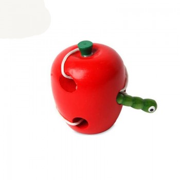 Montessori Kids Educational Toys Fun Wooden toy Worm Eat Fruit Apple pear Early Learning Teaching Aid Baby Toy Gift
