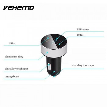 Vehemo LCD Display Car Quick Charger Adaptive Car Charger Original Auto Charger Voltage Universal GPS Navigator