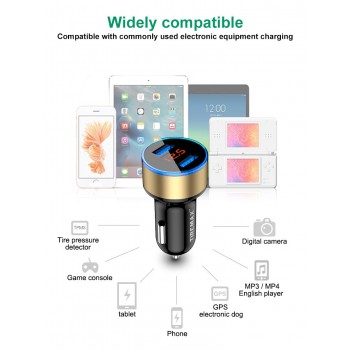 Universal Car Charger USB Vehicle DC12V-24V 5V 3.1A Dual USB Charger 2 Port Power adapter with Voltage display High Quality