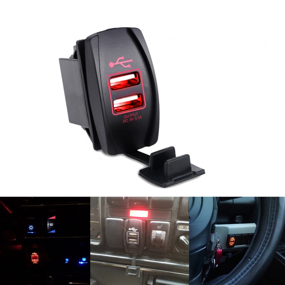 12v-24v 3.1A Dual USB Socket Charger Power Adapter Car Motorcycle USB Cigarette Lighter Adapter Outlet 2 Ports Truck ATV Boat