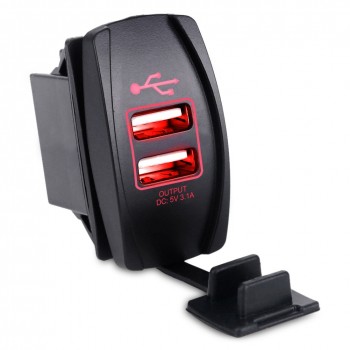 12v-24v 3.1A Dual USB Socket Charger Power Adapter Car Motorcycle USB Cigarette Lighter Adapter Outlet 2 Ports Truck ATV Boat