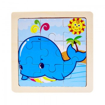 Wooden 3D Puzzle Jigsaw for Children Baby Cartoon Animal/Traffic Puzzles Educational Toy Kids Toy Wood Puzzle Small Size 11*11CM
