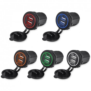 Waterproof Car Power Charger Cigarette Lighter Adapter Socket Splitter 2.1A/1A Dual USB Car Charger Power Adapter For Iphone