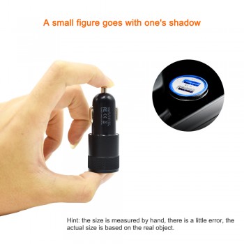 12V-24V 2.1A 1.0A Car Cigarette Lighter Black Color Aluminium 2-port USB Car Charger Adapter for Iphone XS XS Max XR Samsung