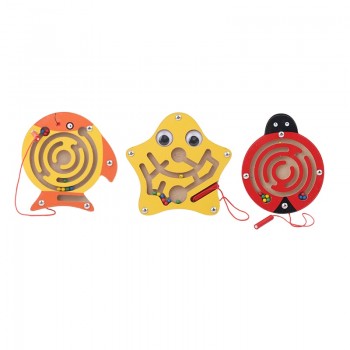 Children Magnetic Maze Toy Kids Wooden Puzzle Game Toy Kids Early Educational Brain Teaser Wooden Toy Intellectual Jigsaw Board