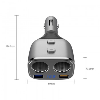 VANJEW C28 Car Cigarette Lighter Socket Power Adapter Dual USB Ports Quick Charge Car Charger DC 12/24V 2 Plug Sockets Adapter
