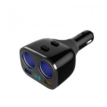 VANJEW C28 Car Cigarette Lighter Socket Power Adapter Dual USB Ports Quick Charge Car Charger DC 12/24V 2 Plug Sockets Adapter