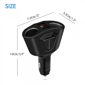 Onever 5V 3.1A Dual USB Car Charger with 2 Cigarette Lighter Sockets 120W Power Support Display Current Volmeter for iPhone