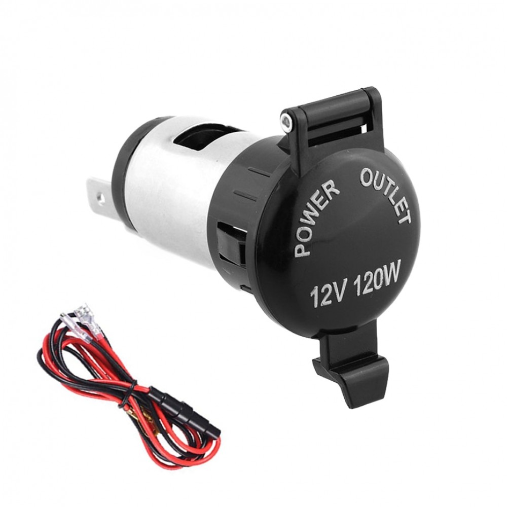 Car Accessories Waterproof Heat Resisting Plastic Power Socket DC 12V 120W Motorcycle Car Tractor Cigarette Lighter Plug Outlet