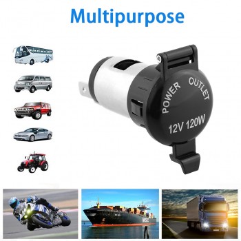Car Accessories Waterproof Heat Resisting Plastic Power Socket DC 12V 120W Motorcycle Car Tractor Cigarette Lighter Plug Outlet